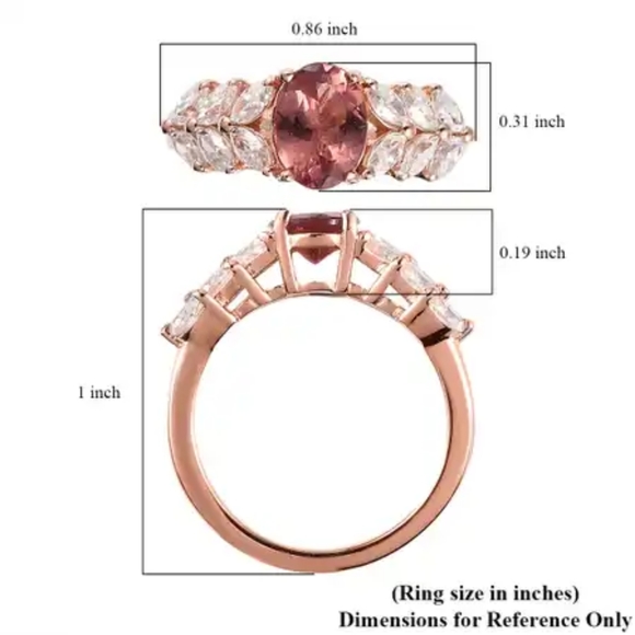 Red Rose Apatite and Moissanite Ring in Vermeil Rose Gold Over Sterling Silver - Picture 6 of 6